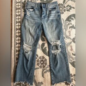 Judy Blue Distressed Flare Jeans - Light Blue